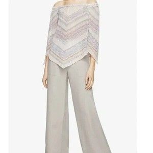 BCBG Maxazria Octavia Top Off The Shoulder Silk Size XS Sheer Multicolor New